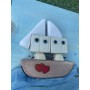 Quadro GnomoWood legno handmade 24x18 mare coppia barca cuori San Valentino '24