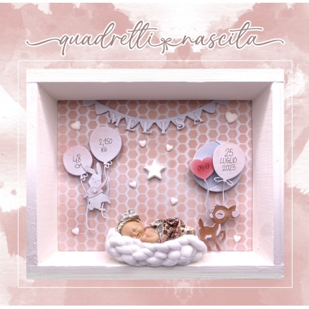 Quadretto nascita personalizzato 23x19 cm