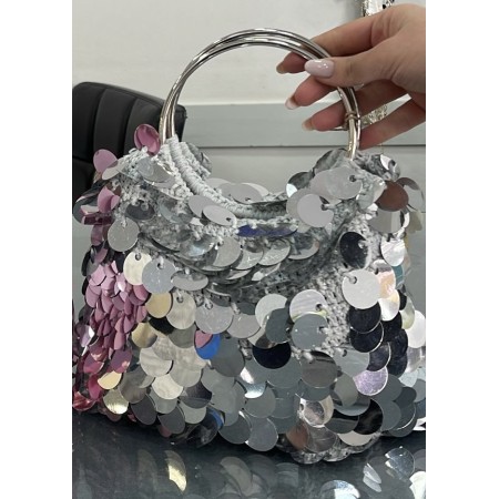 Borsa A Tracolla Con Paillettes Glitter Per Donna | Pochette Elegante Per Feste E Serate | Catena Regolabile 22x18x15 Cm