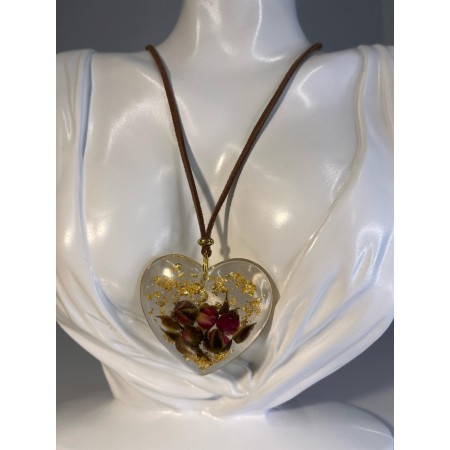 Collana in cordino, ciondolo a cuore 4 cm