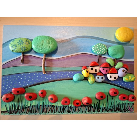 Creazione artigianale con sassi "Paese"