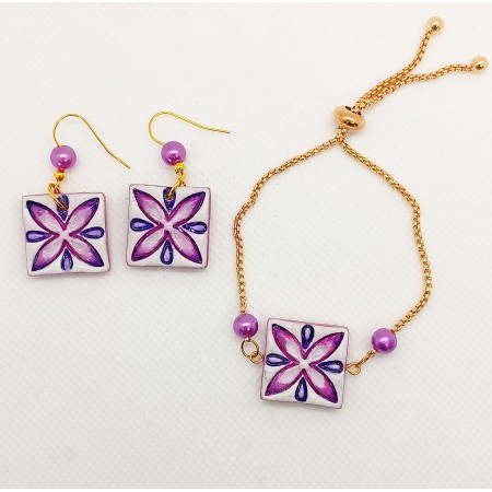 Set Orecchini e Bracciale Dipinti a mano