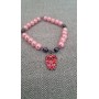 Bracciale artigianale rosa con ciondolo gufo
